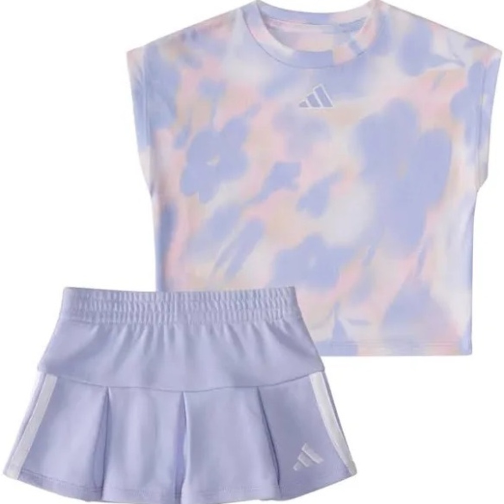 Adidas Pastel Tie-Dye Top and Skirt Set